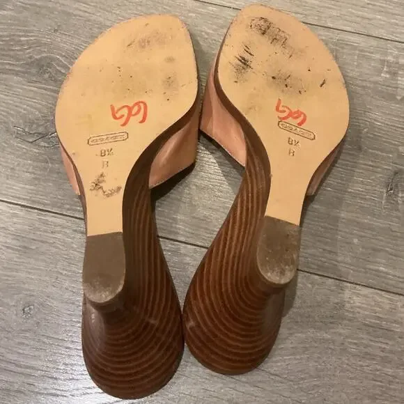 Vintage Coach Leather Wedge Sandals Women Size 8.5 Strap Y2K Twee Classic Preppy - Picture 4 of 6